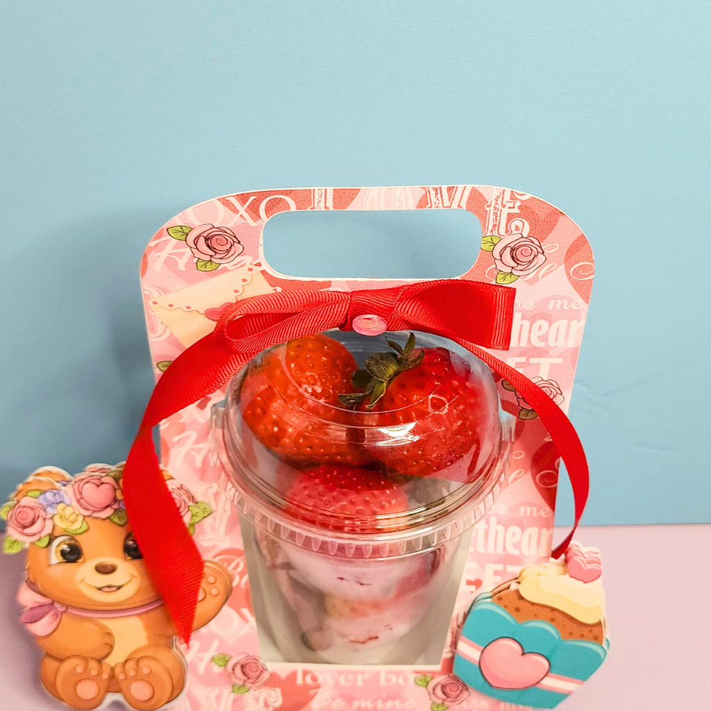 Template Vaso Dome 12 oz Valentine's Day Bear Flower