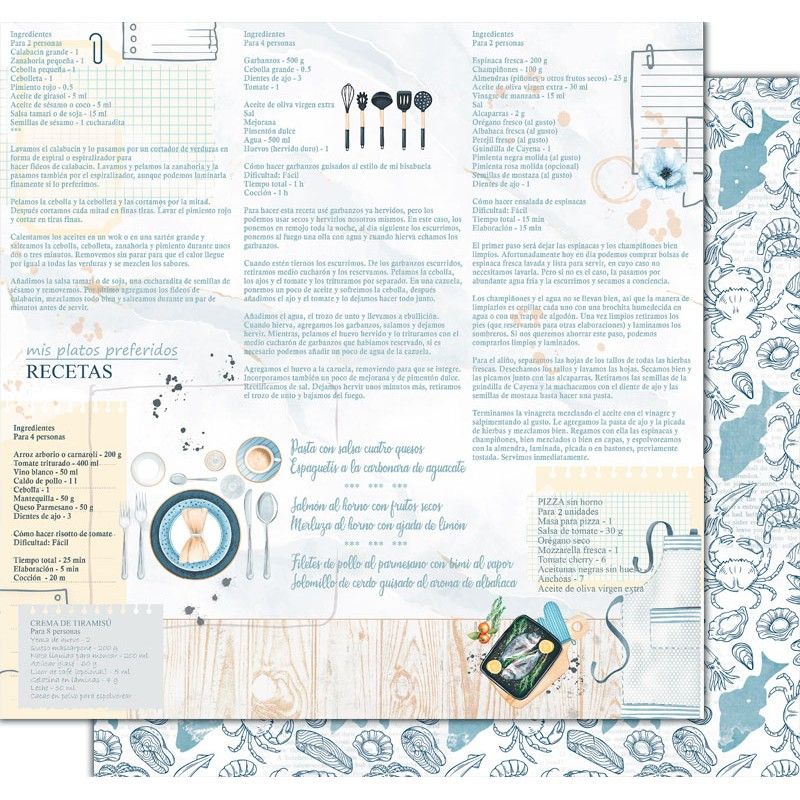 Pack Scrapbook Paper - Cocina De Amor