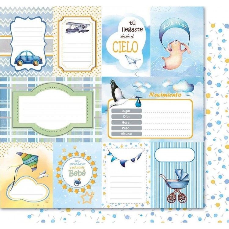 Scrapbook Paper - From the sky baby boy - Allá voy