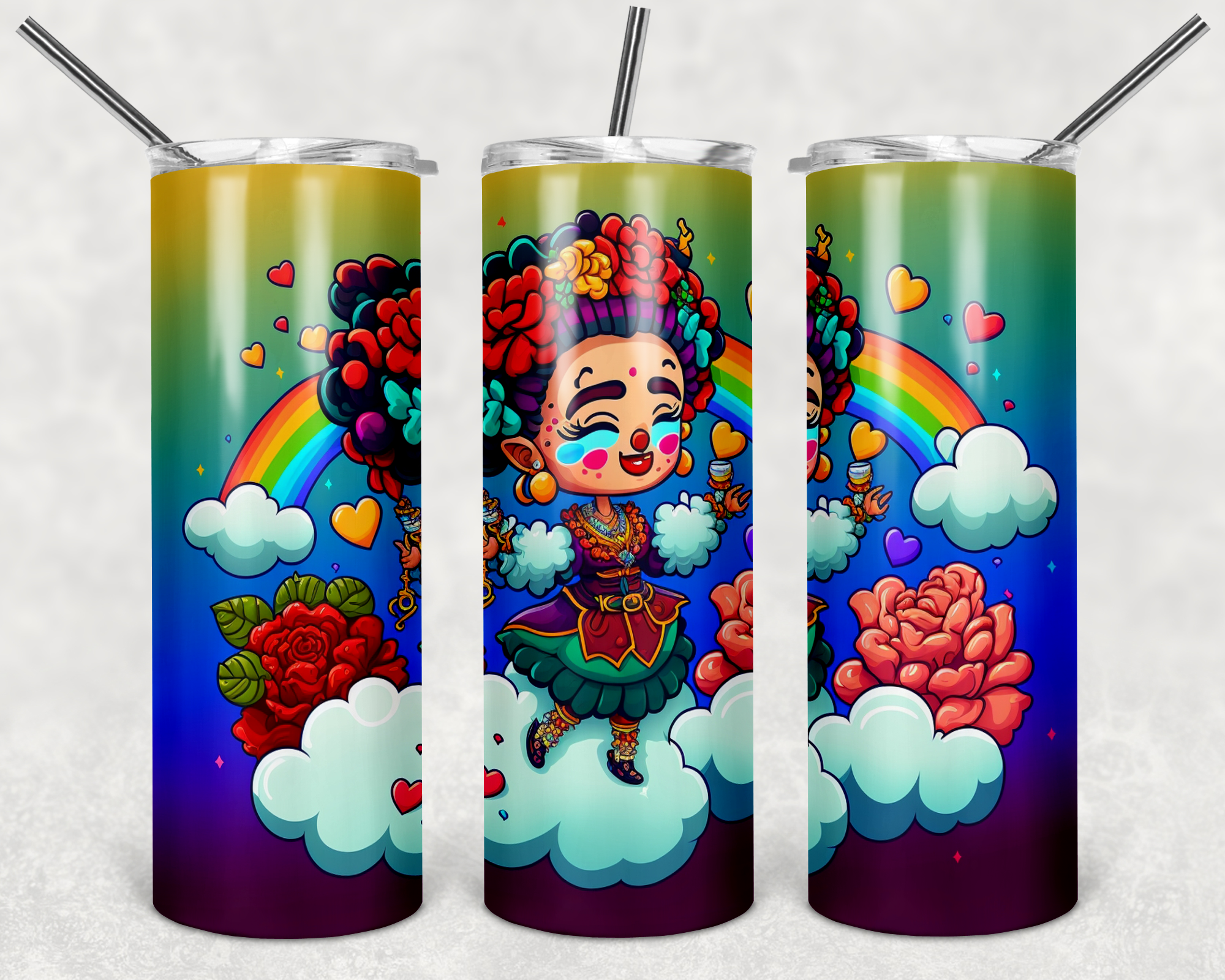 FRIDAL Rainbow 20oz Skinny Tumbler Personalized