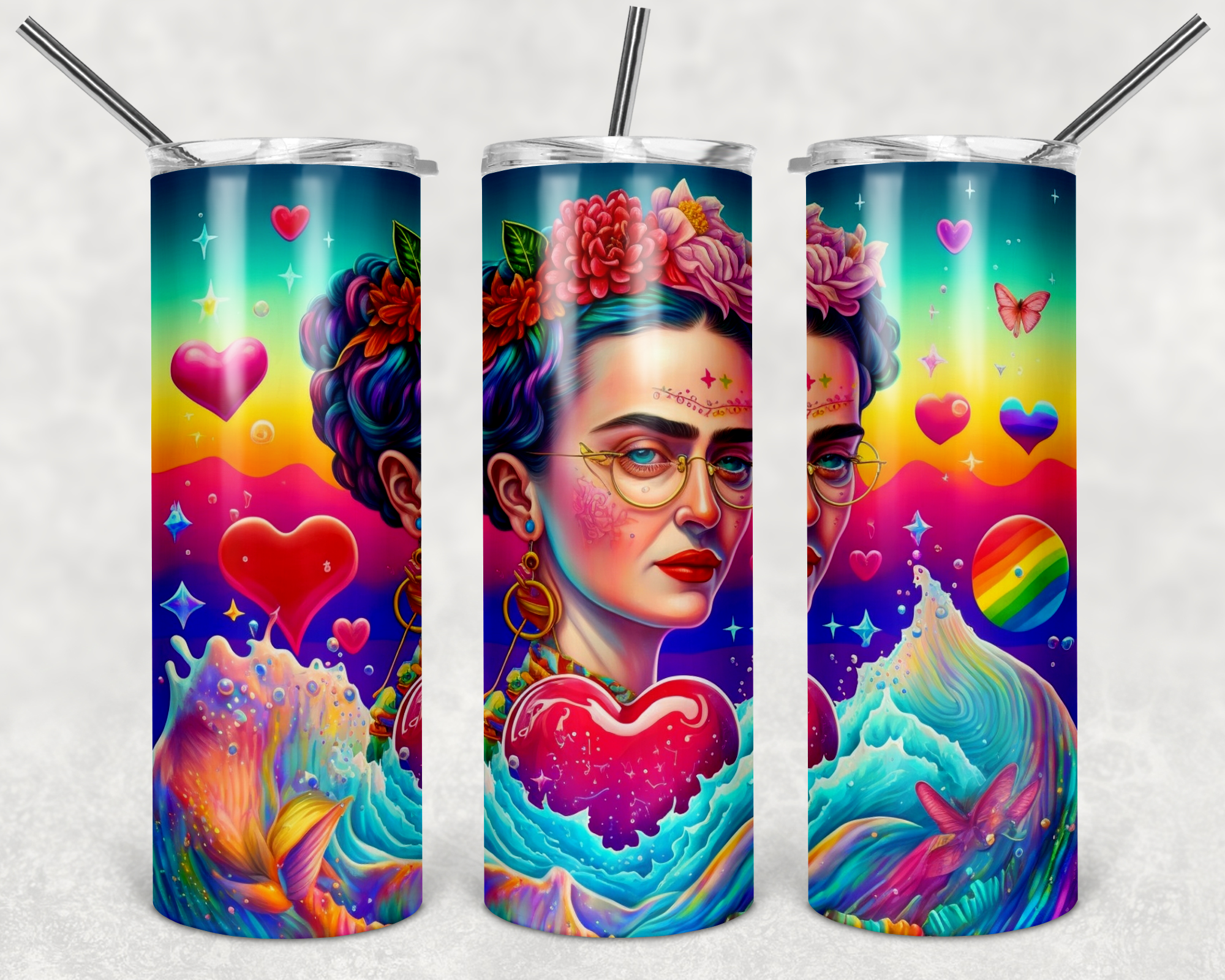 FRIDA Butterfly 20oz Skinny Tumbler Personalized