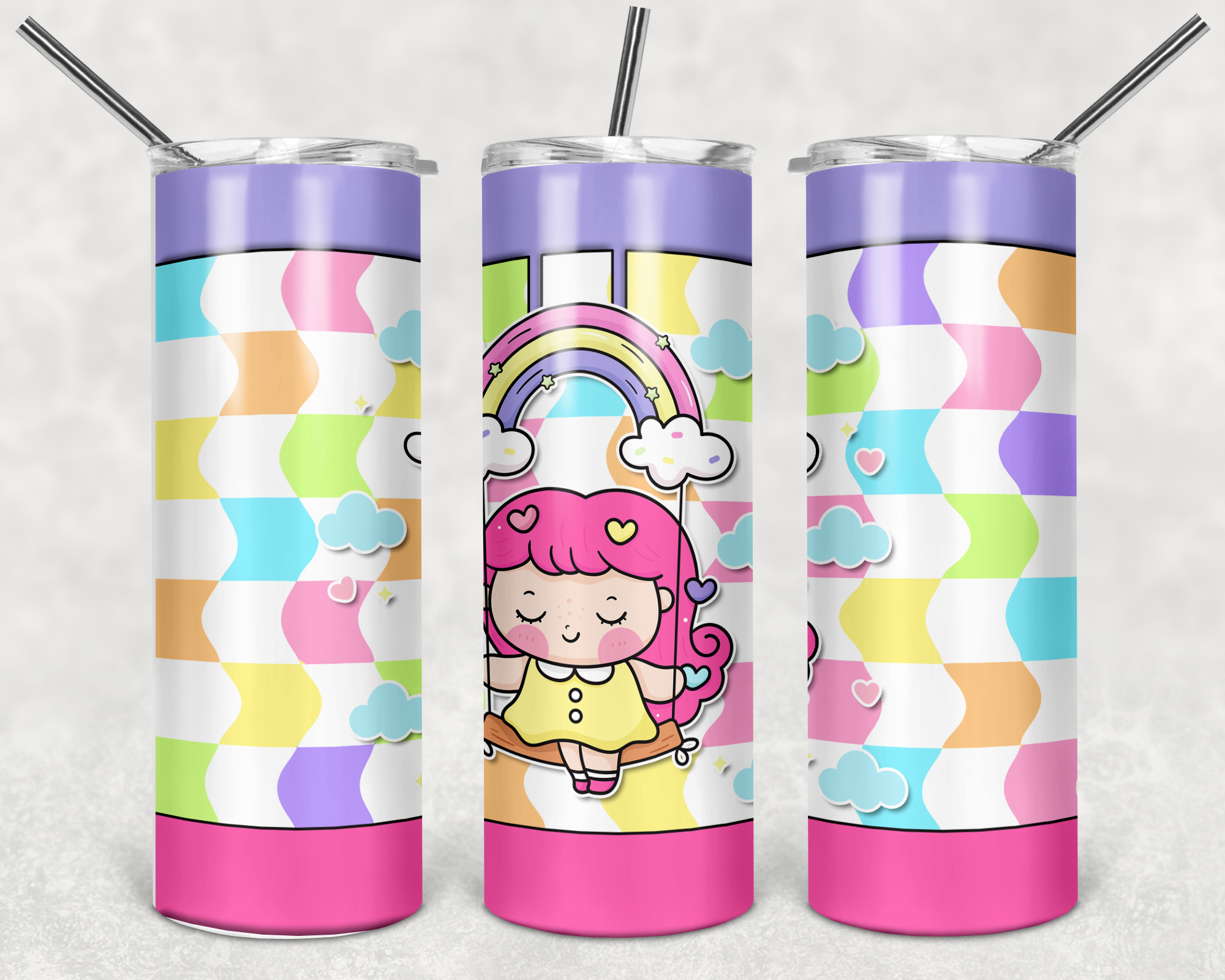 Rainbow Unicorn 20oz Skinny Tumbler Personalized