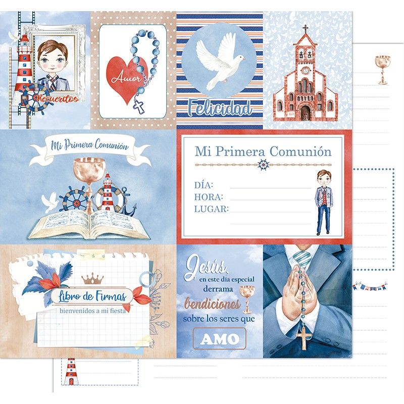 Scrapbook Paper - Comunión de niño - Tarjetas
