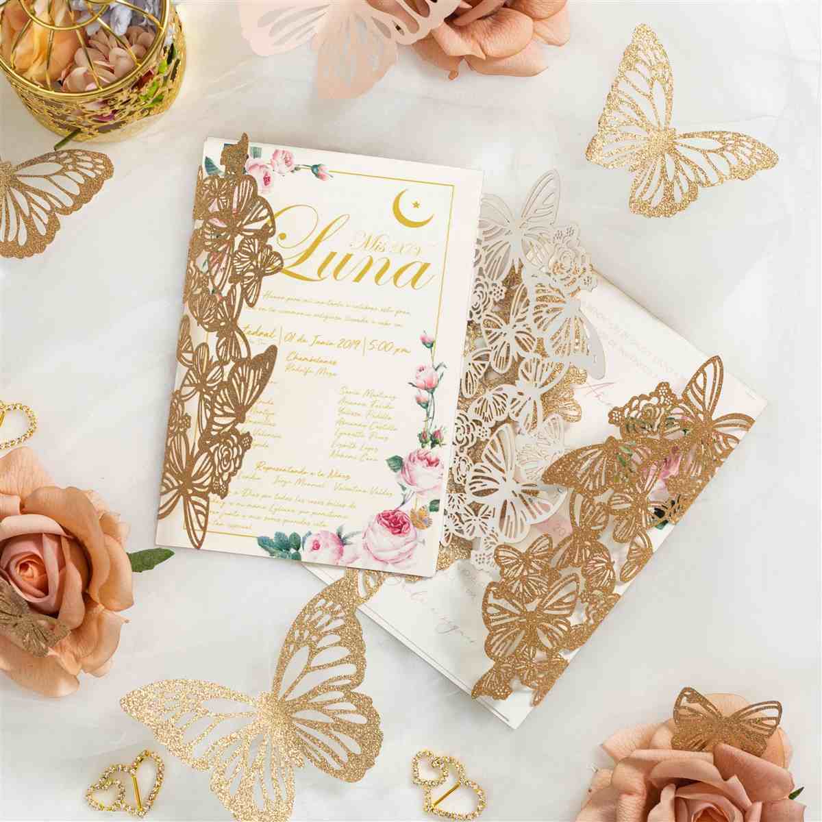 Wedding Party Invitation Butterfly Card Envelopes Personalized Laser Cut