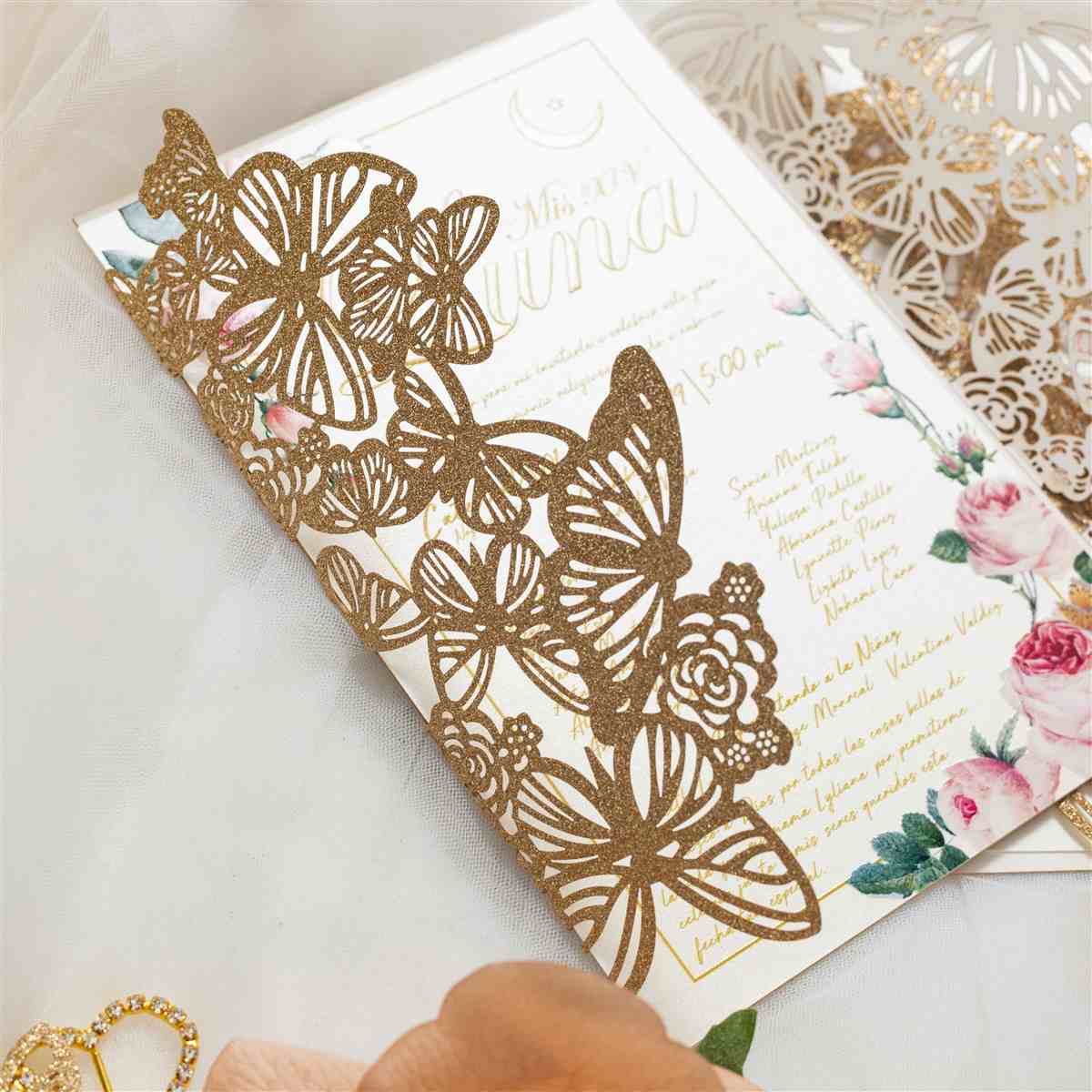 Wedding Party Invitation Butterfly Card Envelopes Personalized Laser Cut