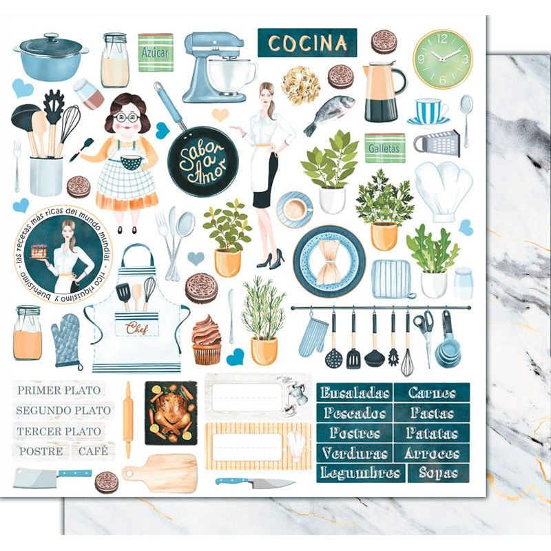 Scrapbook Paper - Cocina Con Amor - Ayudantes