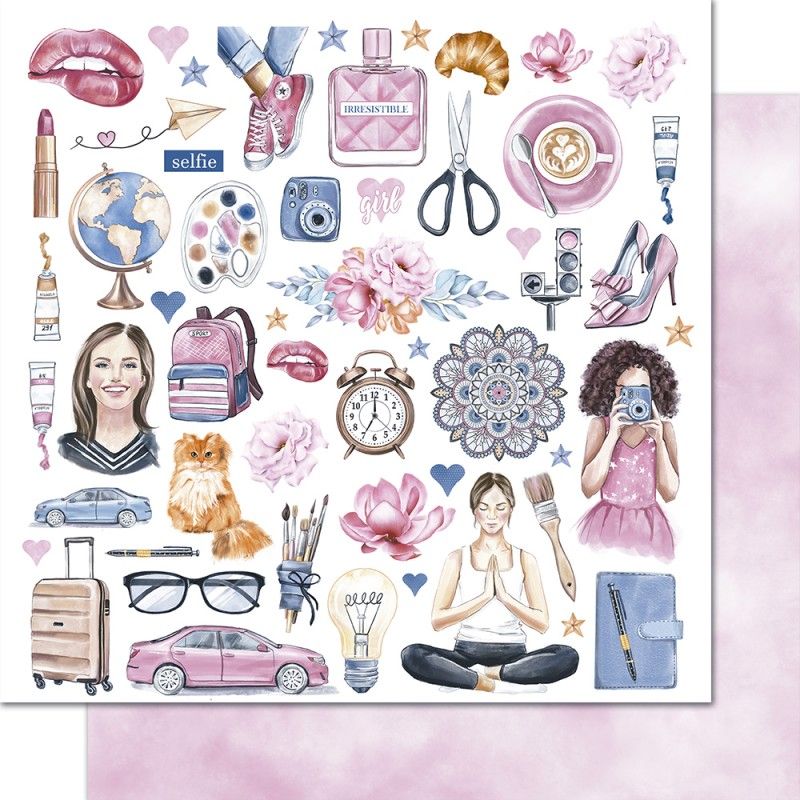 Scrapbooking paper decorated on two sides with decorative elements to cut out 30.5 x 30.5 cm