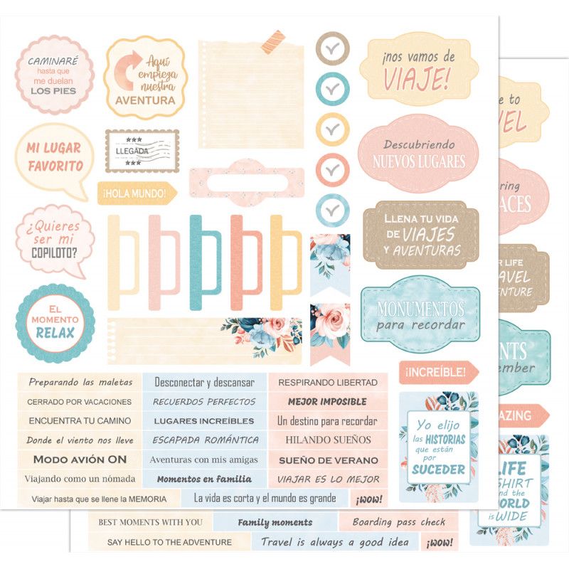 Scrapbook Paper Trotamundos - Frases