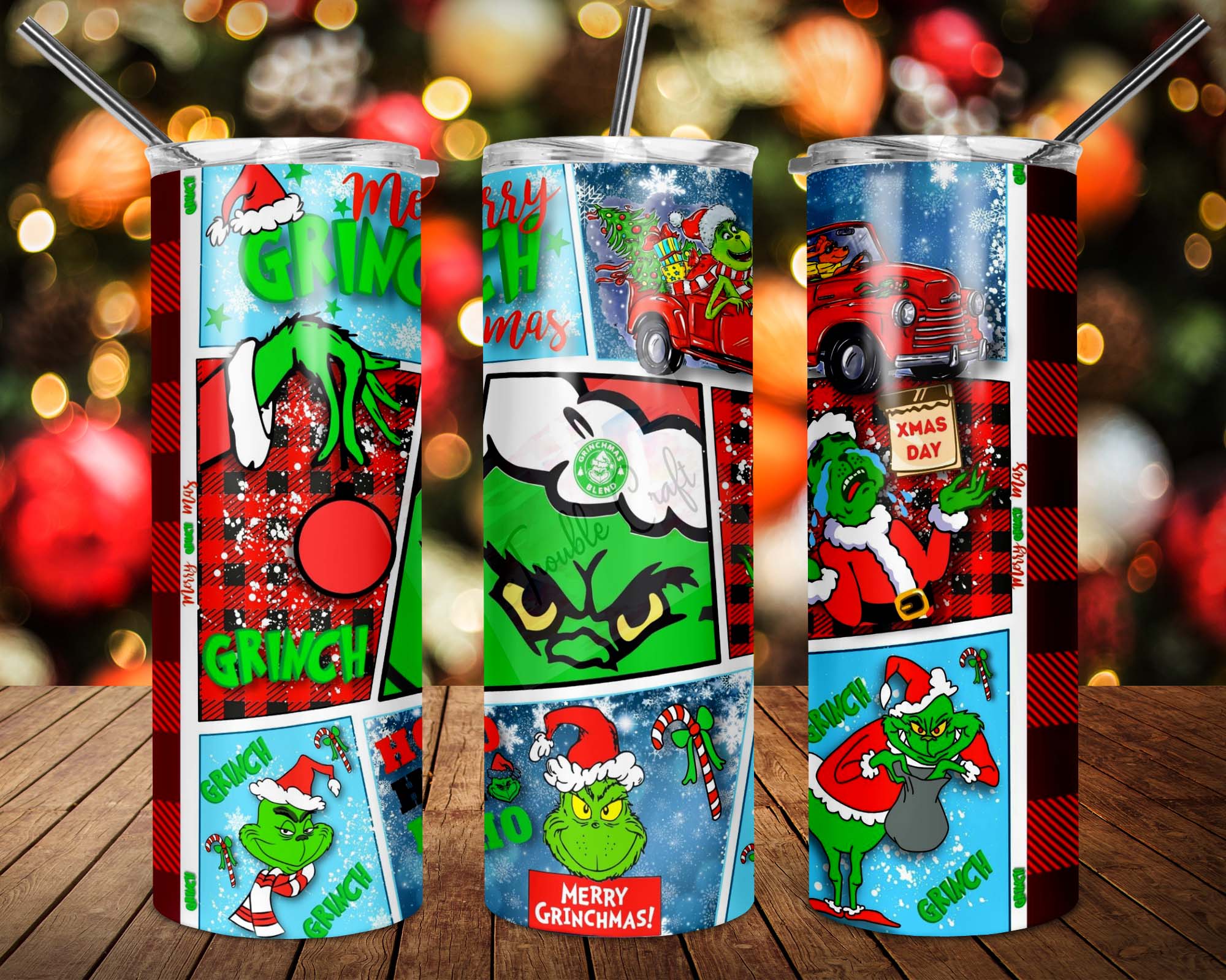 Merry Christmas Grinch 20oz Skinny Tumbler Sublimation Design