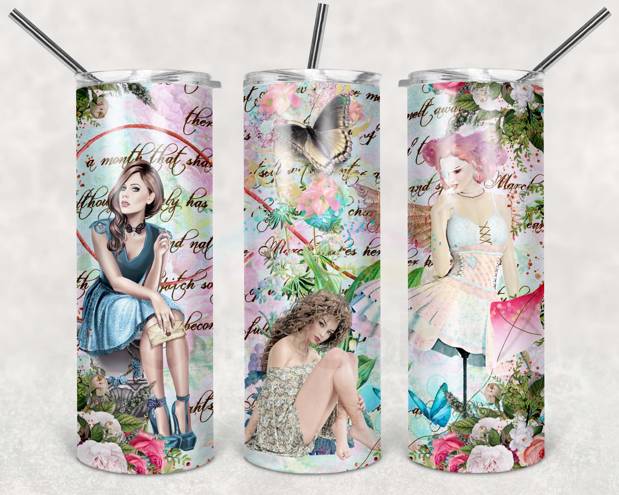 Spring Love 20oz Skinny Tumbler Sublimation Design