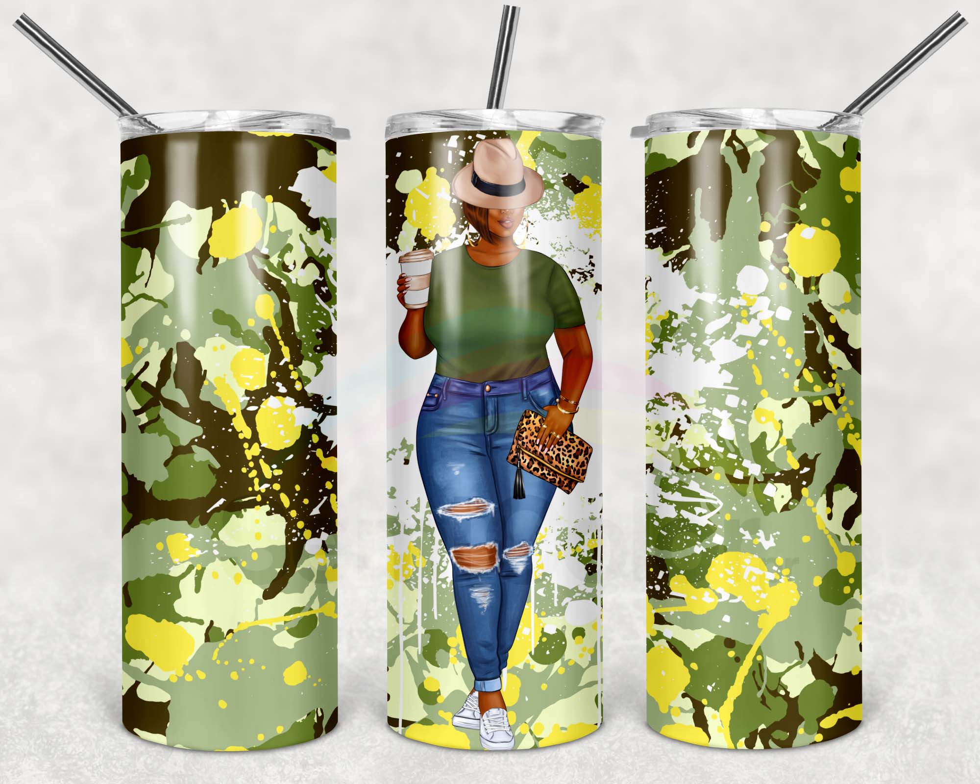 Woman Green 20oz Skinny Tumbler Sublimation Design Woman Green