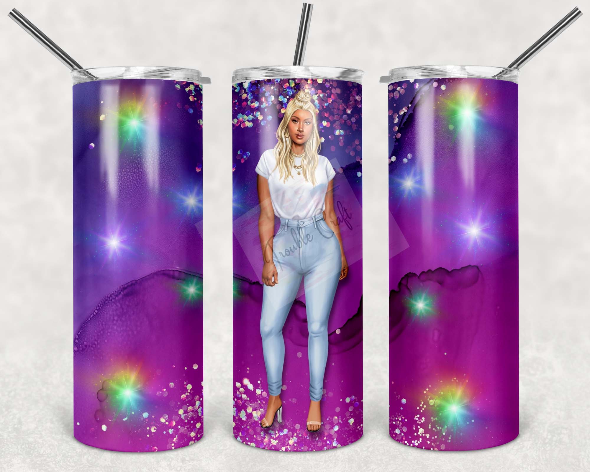 Woman Hair Rubio 20oz Skinny Tumbler Sublimation Design