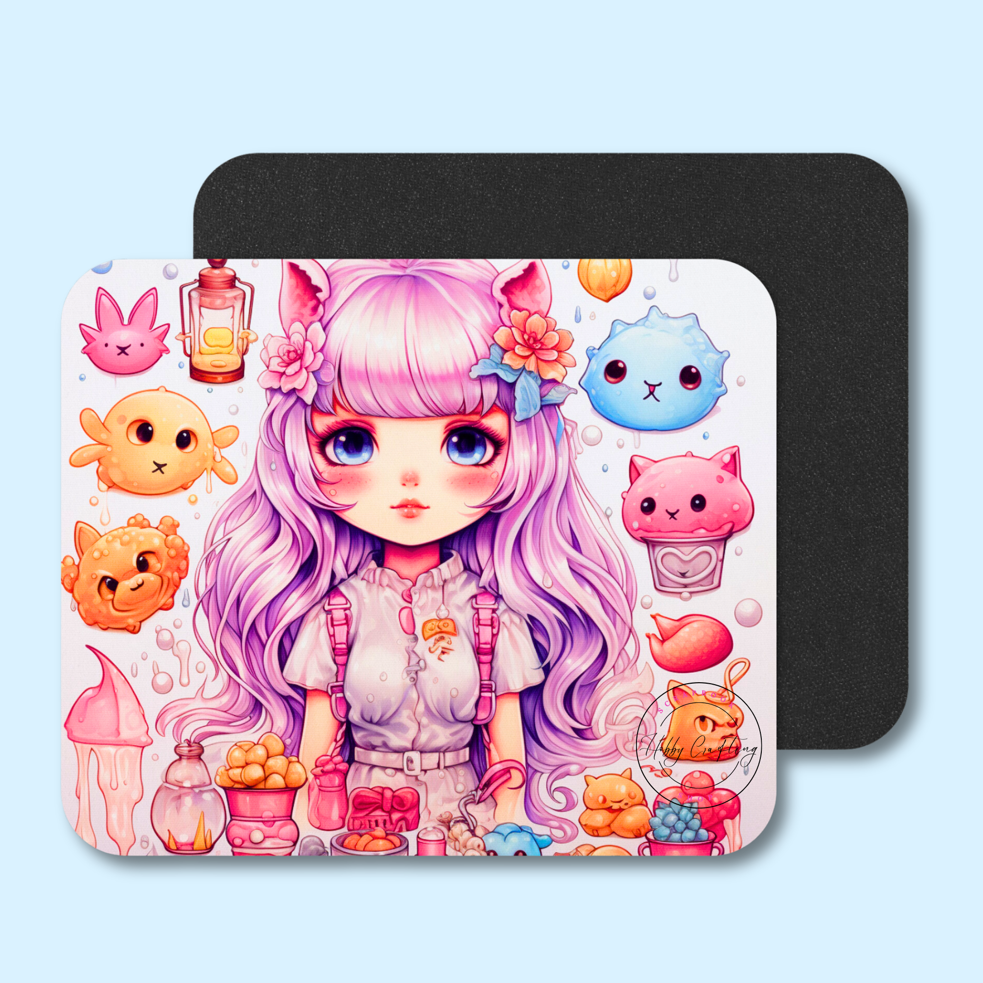Sublimated Mouse Pad Girl Purple Brillant
