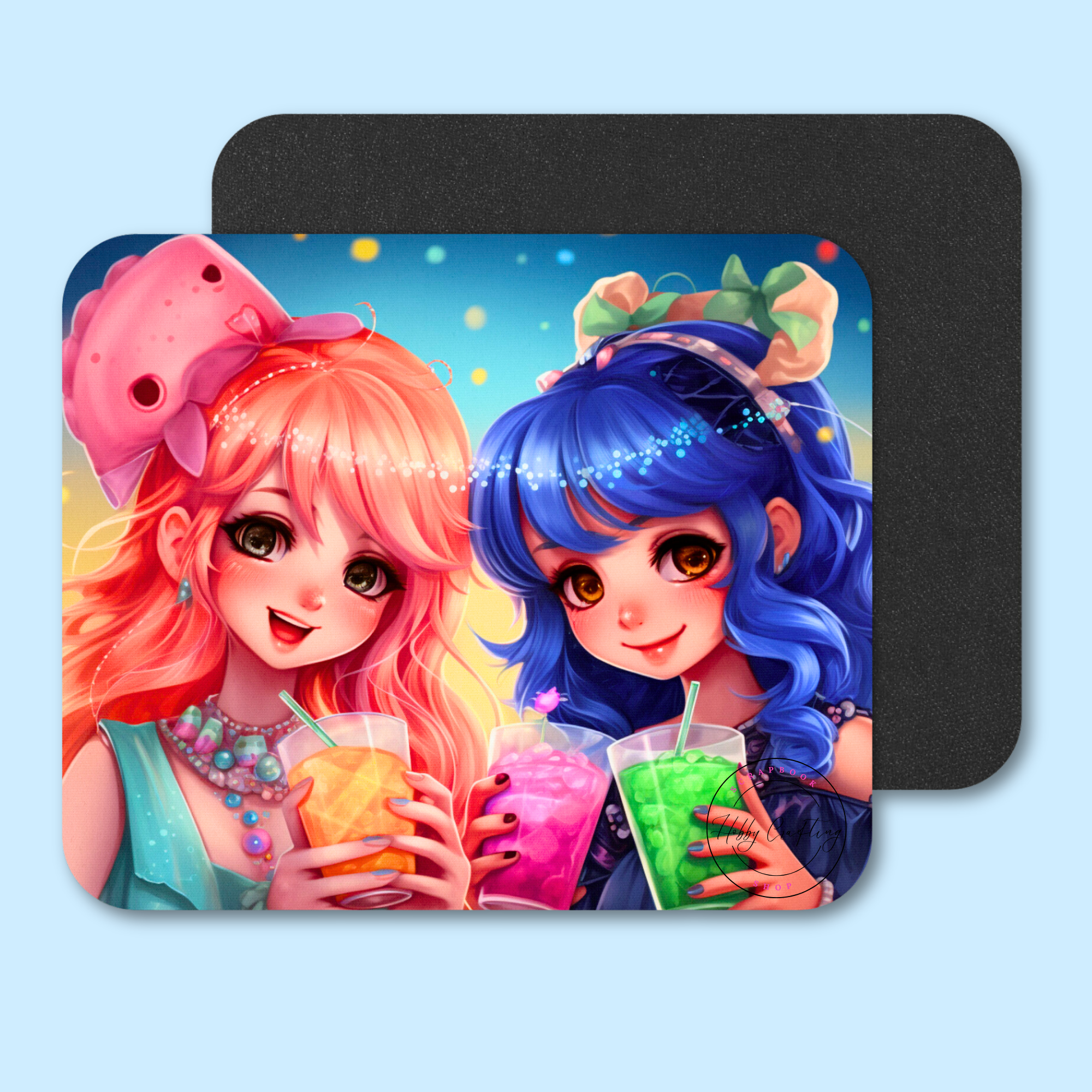Sublimated Mouse Pad Happy Girls Drinking
