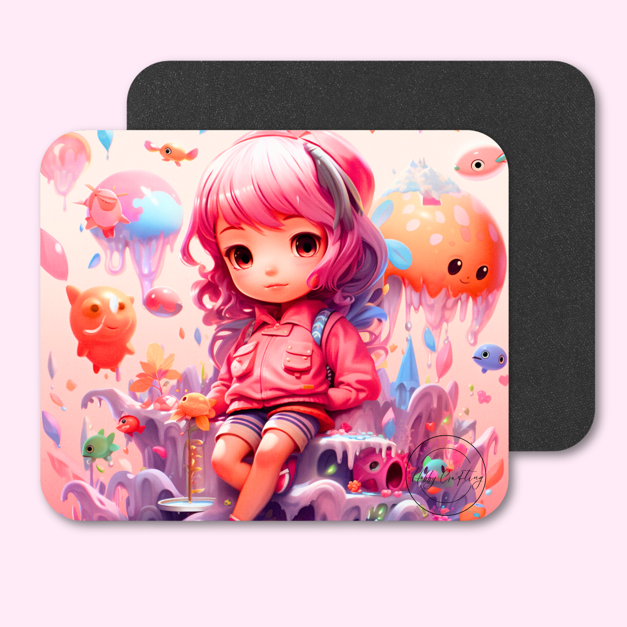 Sublimated Mouse Pad Girls Hair Pink