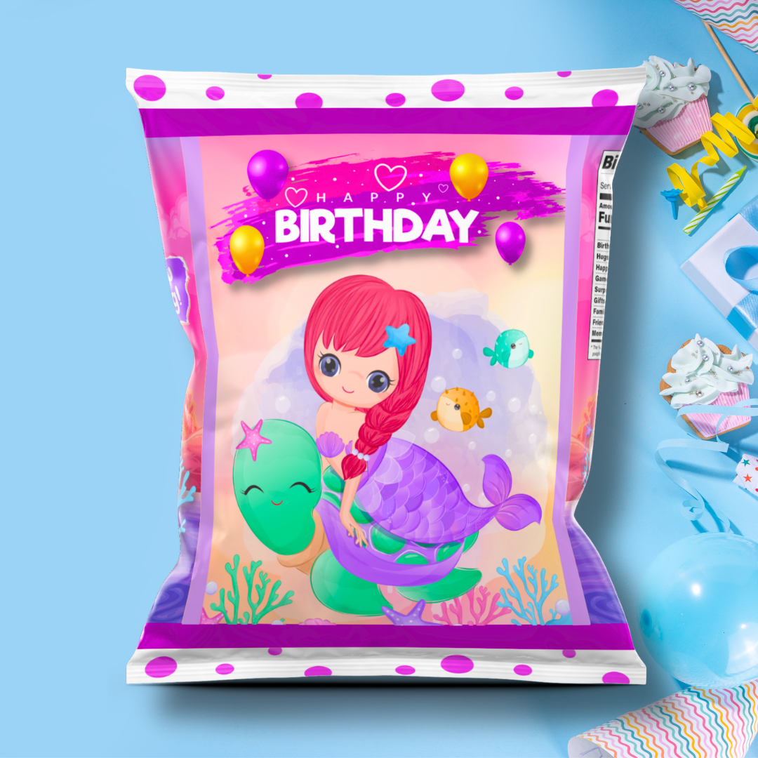 Personalize Mermaid Happy Birtday Chip Bag