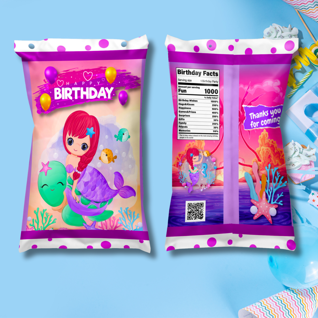 Personalize Mermaid Happy Birtday Chip Bag