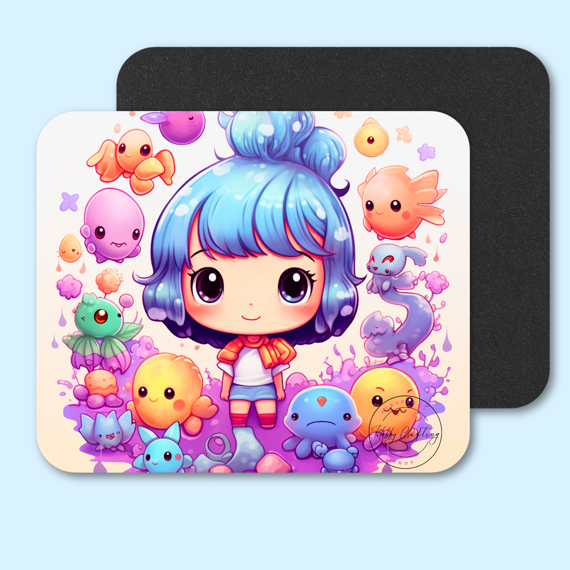 Sublimated Mouse Pad Girl Blue Brillant