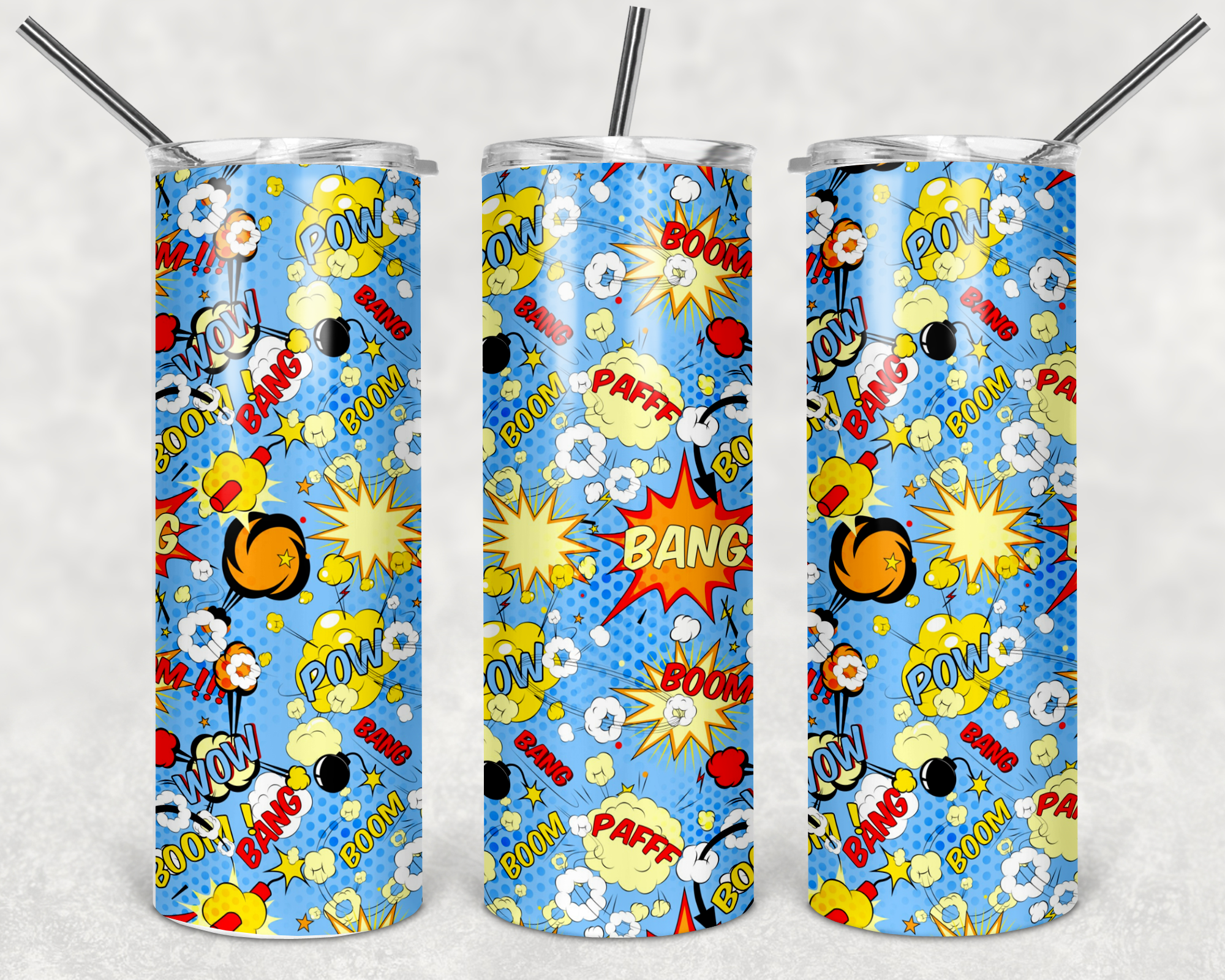 Boom 20oz Skinny Tumbler Sublimation Personalized With Straw and Lid
