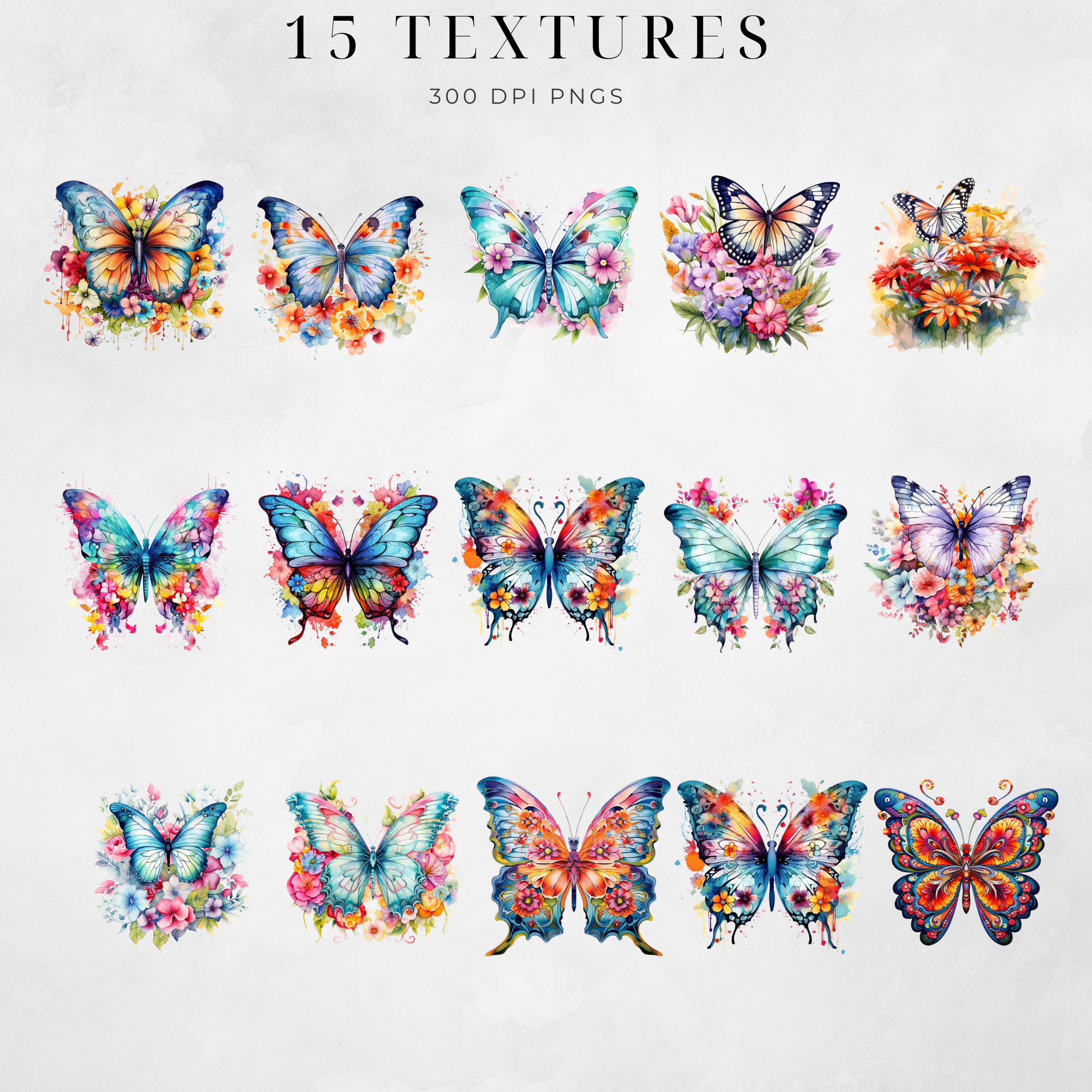 Colorful Butterfly Clipart, Rainbow Watercolor Butterflies , Transparent png, Butterfly Wings, Commercial use