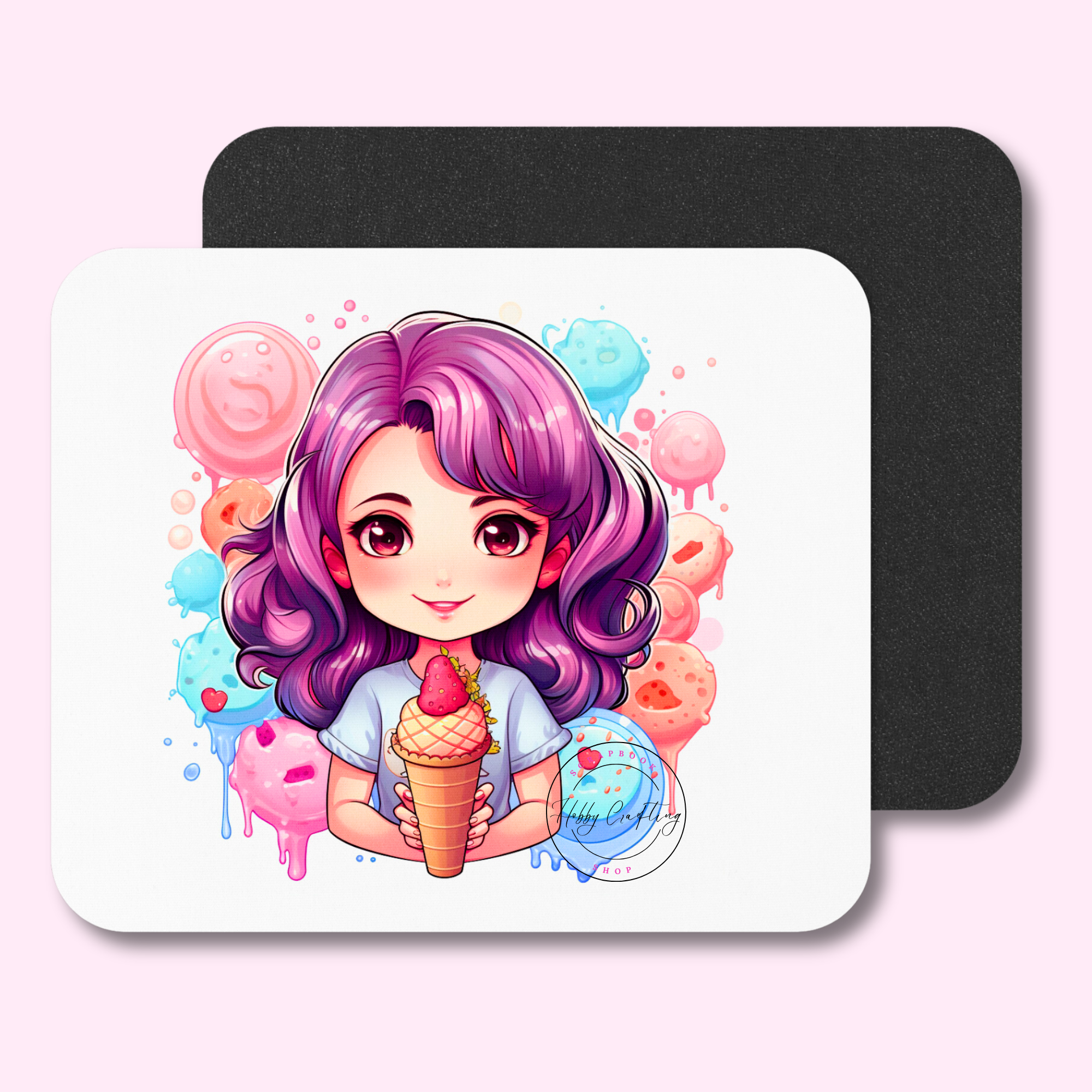 Sublimated Mouse Pad Girl Ice Crean Cone