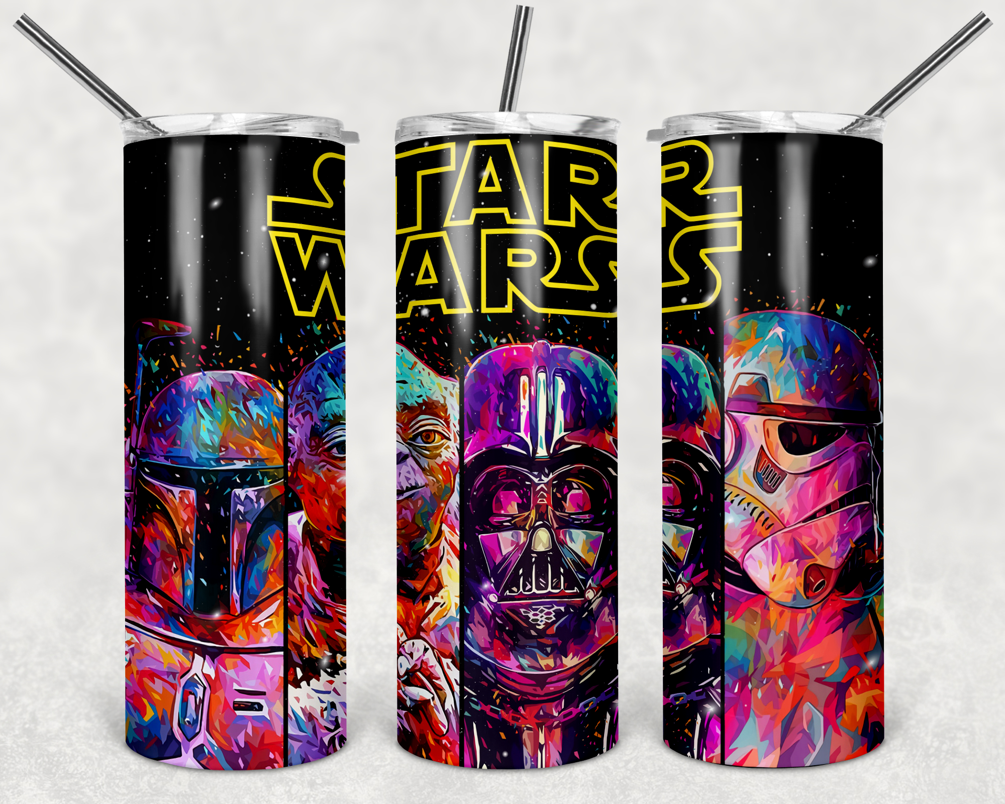 Star Wars 20oz Skinny Tumbler Sublimation Personalized With Straw and Lid