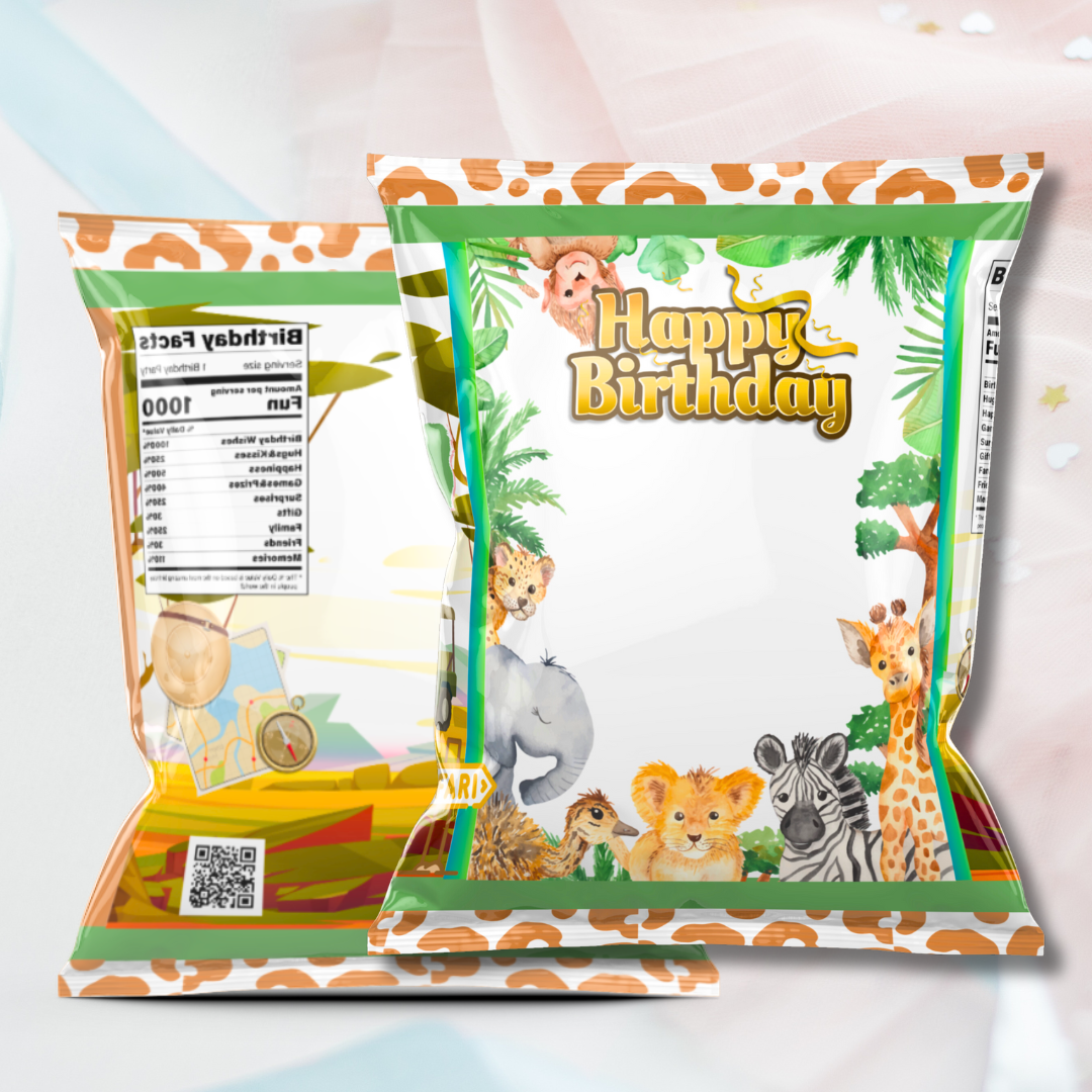 Personalize Safari Happy Birthday Chip Bag