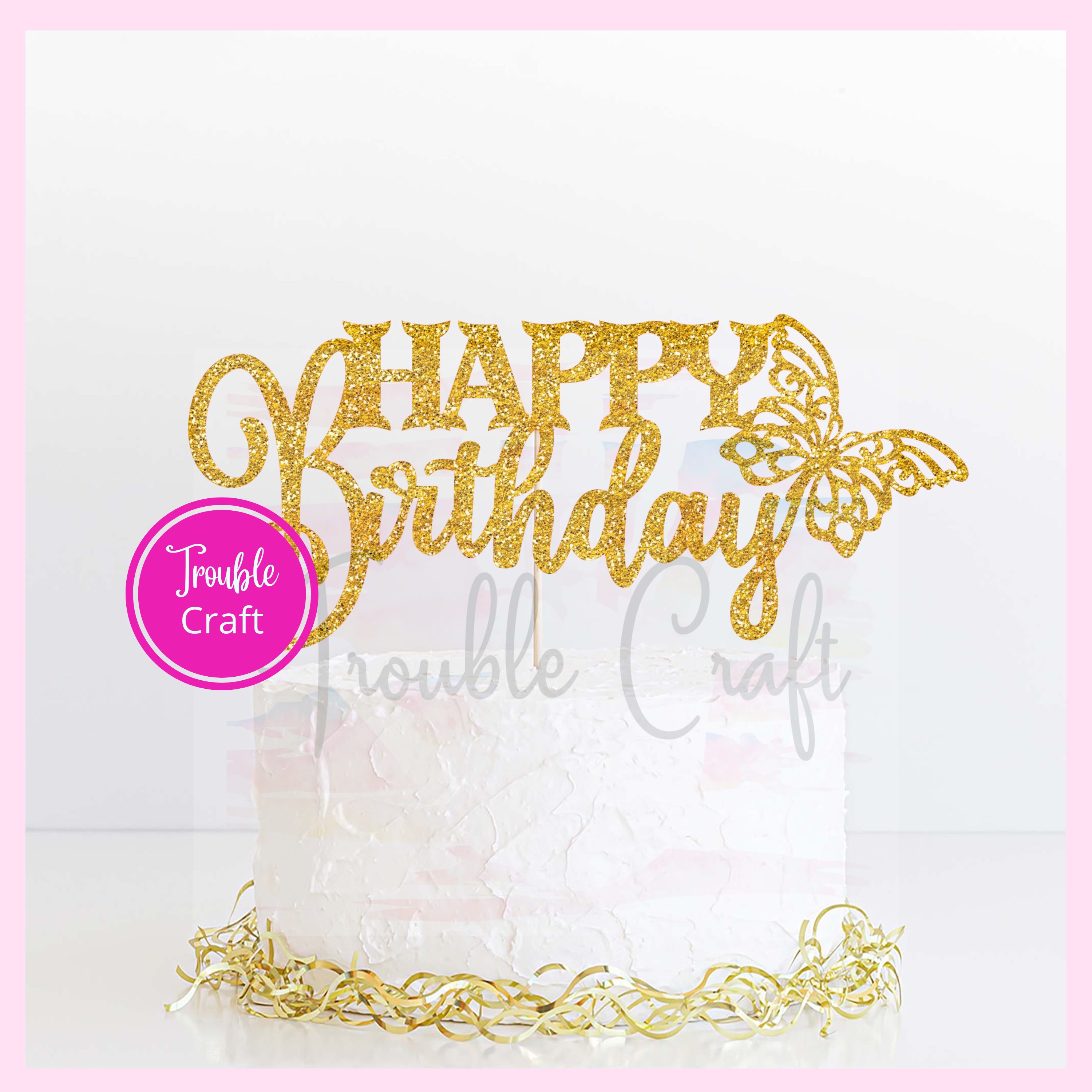 Cake Topper Happy Birthday Butterfly