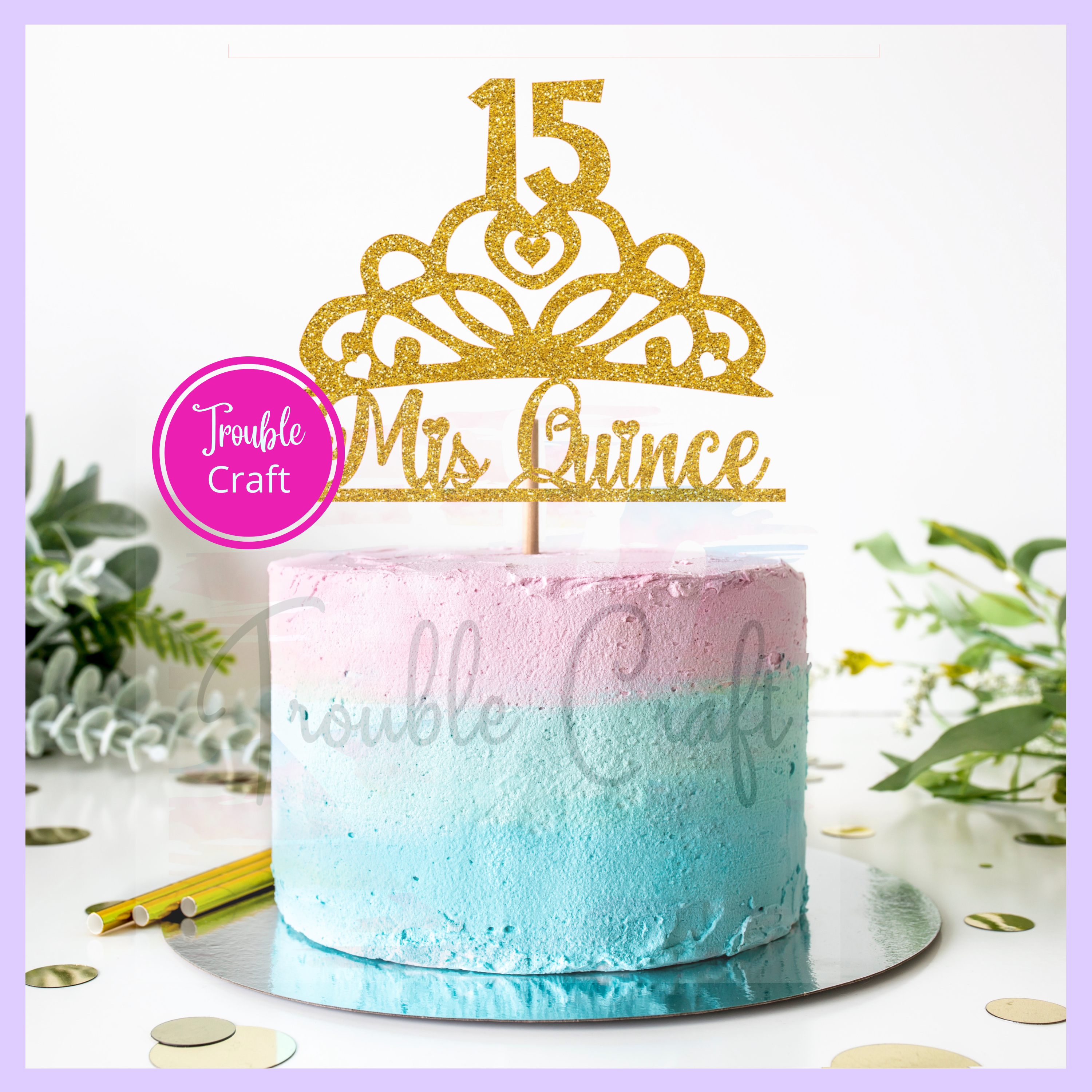 Cake Topper Happy Birthday Mis Quince