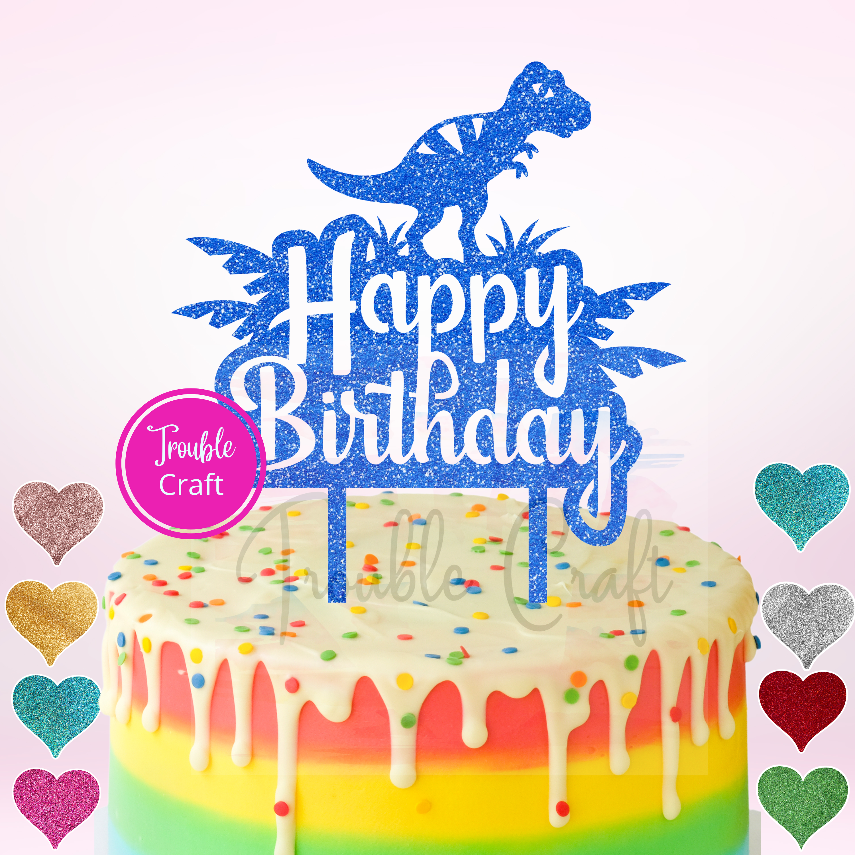 Cake Topper - Decoración Para Tarta De Cumpleaños | Color Glitter Personalizado