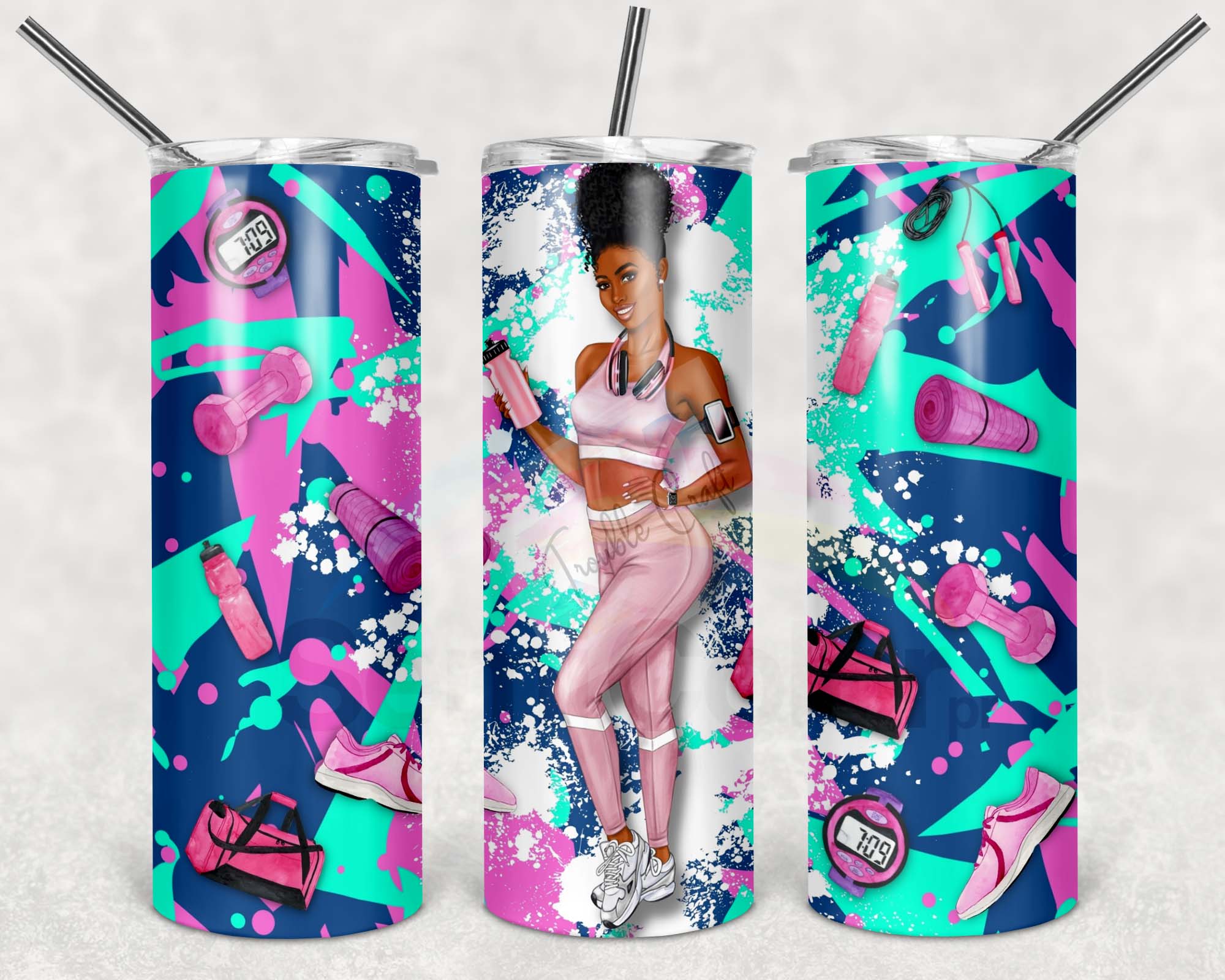 Woman Gim Pink 20oz Skinny Tumbler Sublimation Design